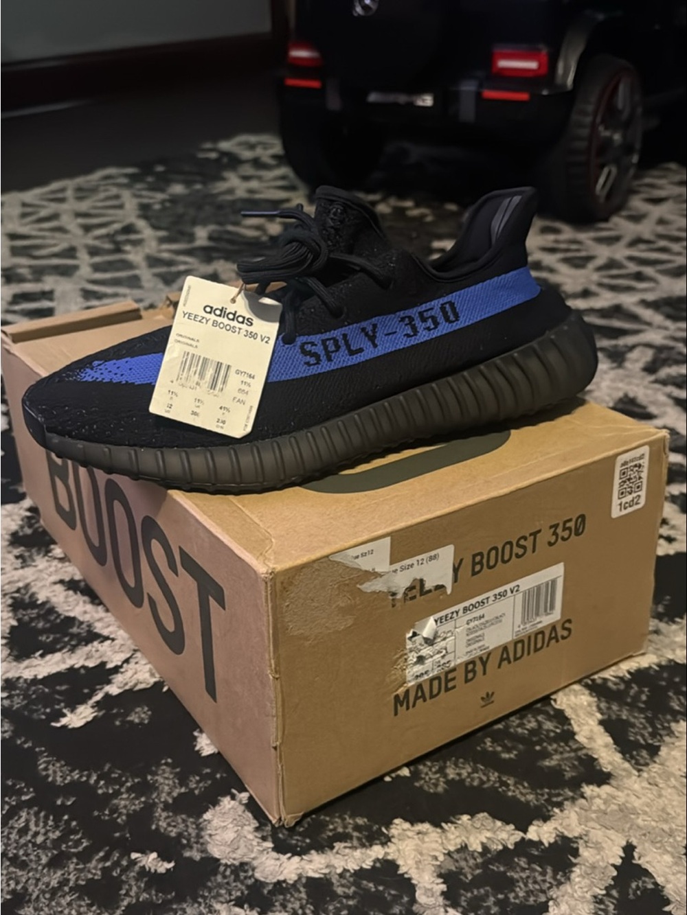 adidas Yeezy Boost 350 V2 Black with Blue Stripe